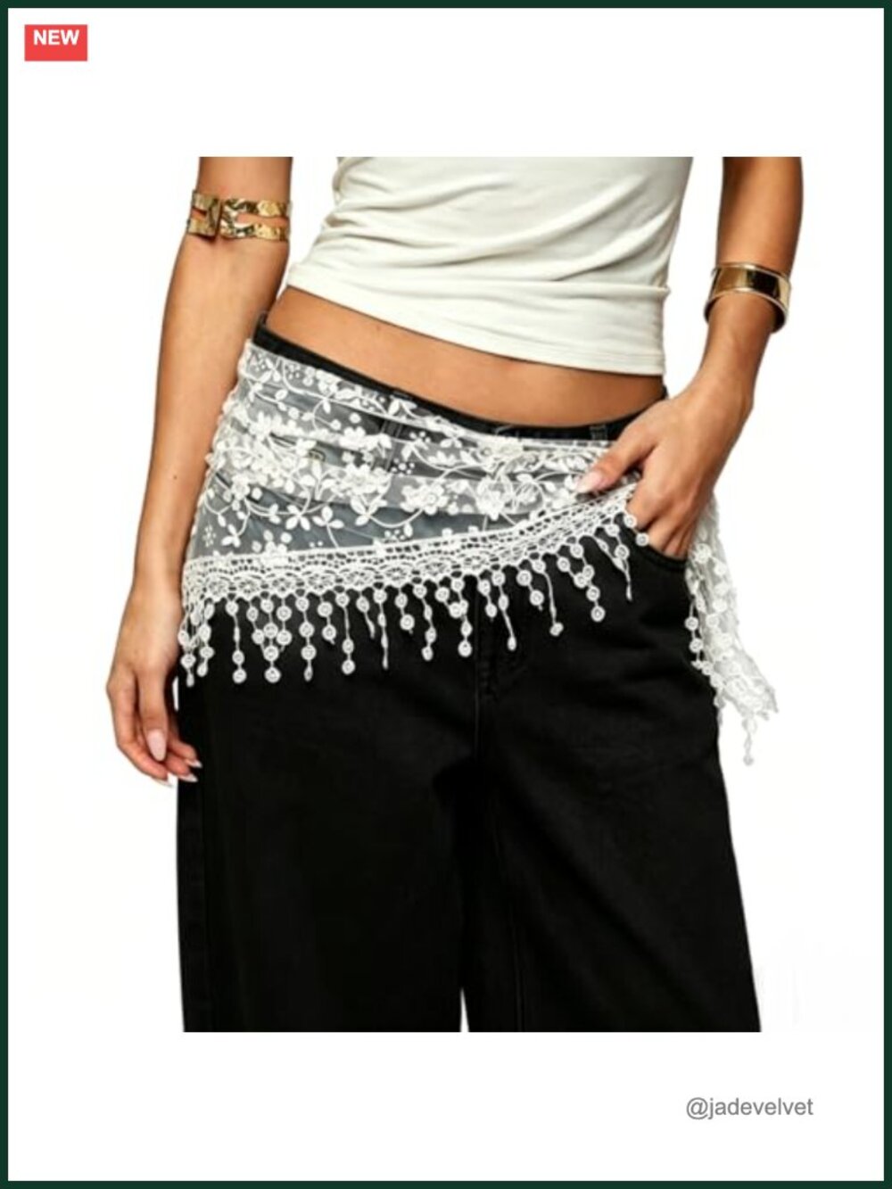 Women's Floral Lace Head Scarf - 2-in-1 Waist Belt & Hip Wrap, Boho Y2K Style